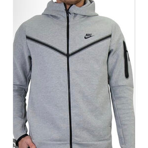 Men's Nike Tech Fleece Hoodie L Gray with Black Accents